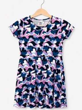5/15$ Bella & Birdie Girls Abstract Heart Skater Dress Size L 12-14 Summer Camo